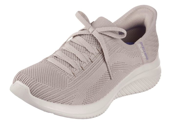 SKECHERS, sportiga damsneakers, med gjuten slip-in-h&auml;lplatta TAUPE